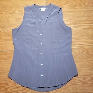 Max Studio Women's Sleeveless Button Down 100% Silk Mauve Tank Top Blouse Small